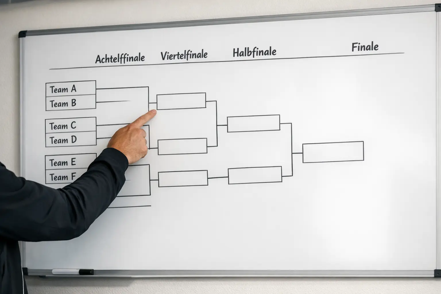 Übersicht des Champions-League-Turnierbaums auf einem Taktikbrett