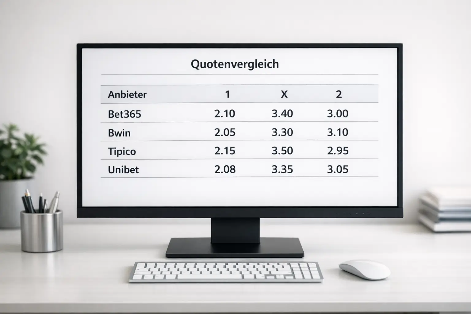 Bildschirm mit Quotenvergleich verschiedener Wettanbieter für ein Frauenfußball-Spiel