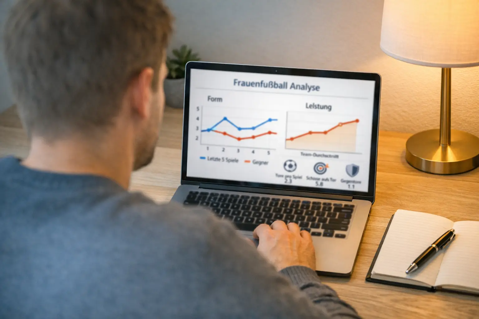 Person analysiert Sportwetten-Quoten auf einem Laptop mit Statistiken und Diagrammen